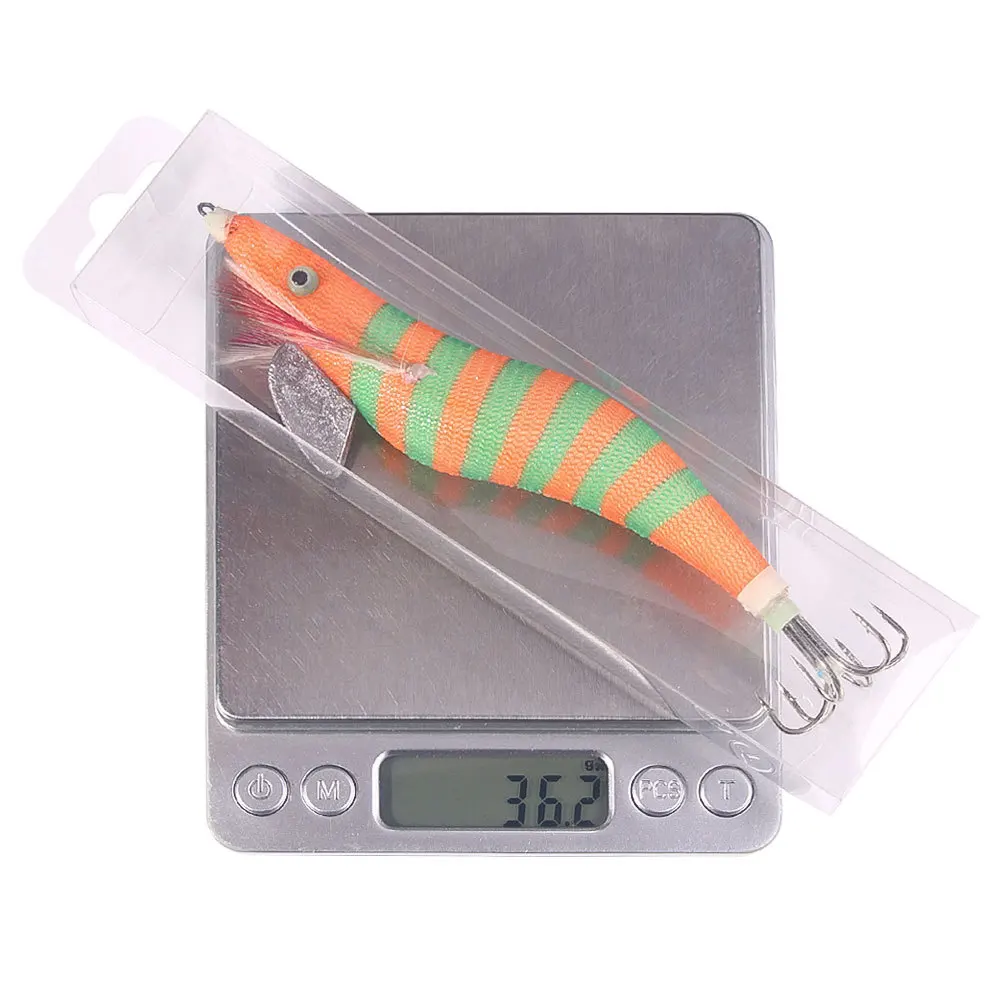 5 unids/set 15cm señuelo de pesca anzuelo de calamar Artificial plantillas de calamar noctilucente plantillas de sepia señuelos Spinnerbait camarones de madera 28g - imagen 5