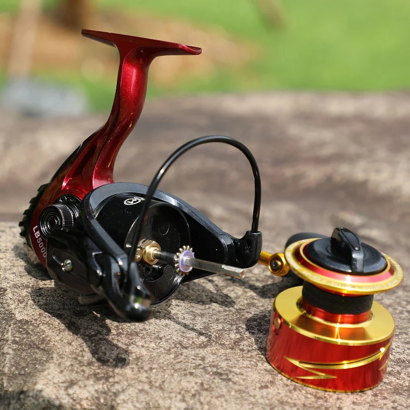 Sougayilang-carrete de pesca giratorio de Metal, aparejos de pesca, relación de alta velocidad, 12 + 1BB, 1000: 1, 5000-5,5 - imagen 5