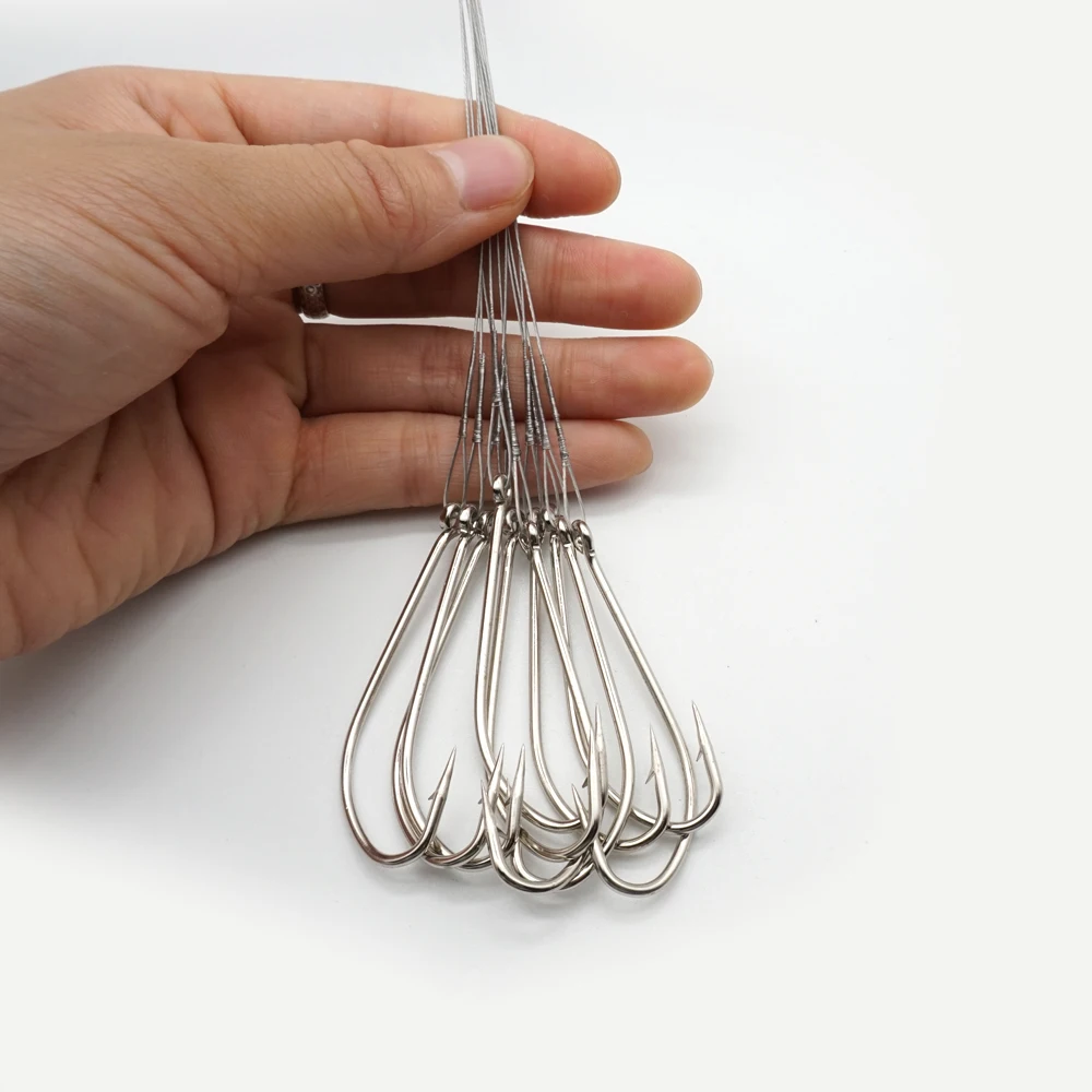 Correas de alambre de acero antimordedura para pesca en el mar, anzuelo giratorio con Baitholder, línea de pesca de Lucio de agua salada, 10/5 piezas, 25cm - imagen 3