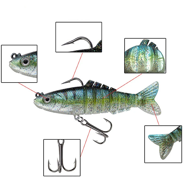 Bazooka-señuelos de pesca Wobblers que se hunden, cebo suave de plomo, Crankbait articulado, plantilla de segmento Artificial para aparejos de pesca - imagen 3