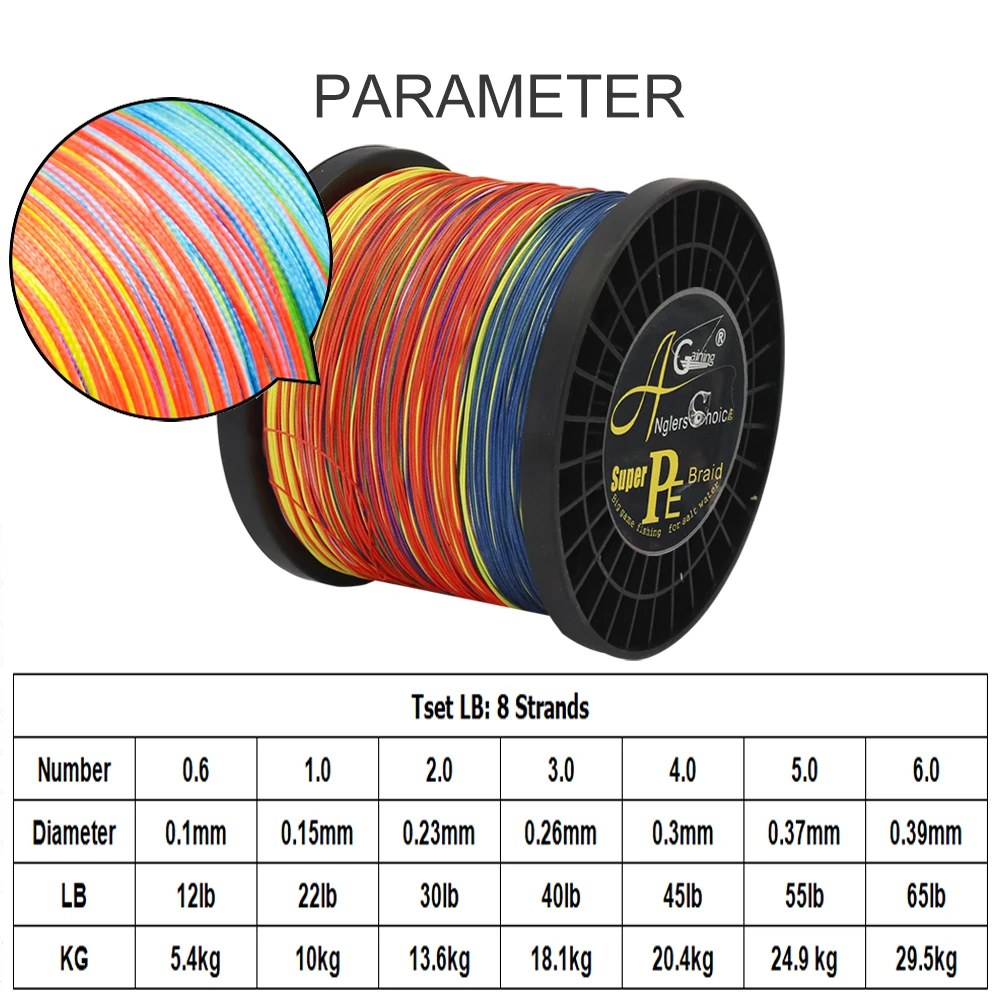 Línea de pesca trenzada de 8 hebras, línea de pesca trenzada súper fuerte resistente a la abrasión, 1000m, 1500m, 12LB -65LB - imagen 4