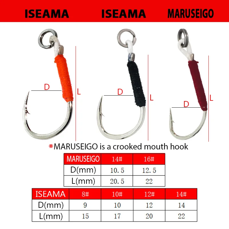 Anzuelos de ayuda MARUSEIGO ISEAMA – Anillo sólido y doble púa - imagen 3