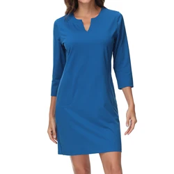 Vestido manga 3/4 mujer – Transpirable UPF 50+ para playa y senderismo