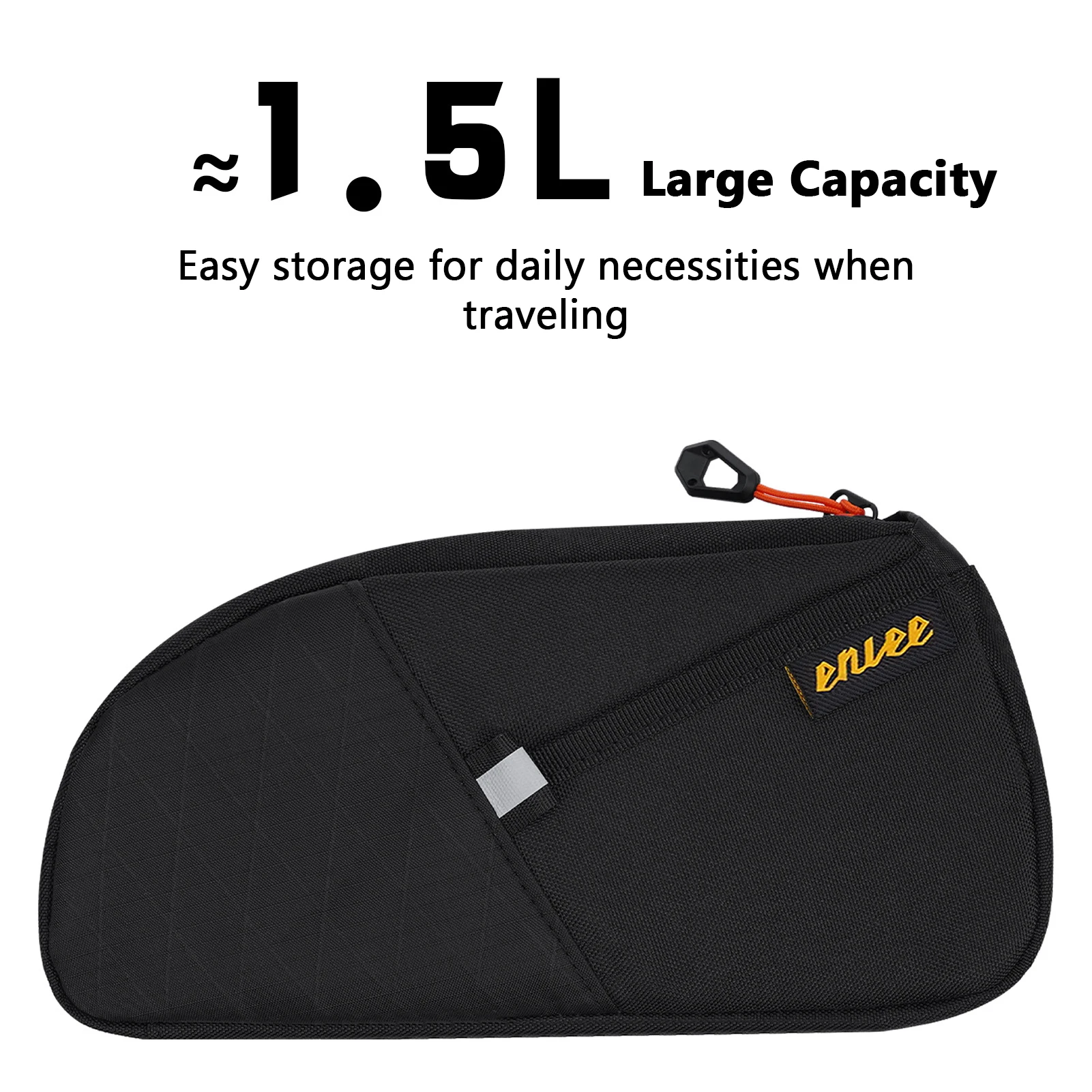 Bolsa para manillar de bicicleta, paquete de tubo superior, capacidad de 1,5 l con dos bolsillos laterales para accesorios de conducción - imagen 3