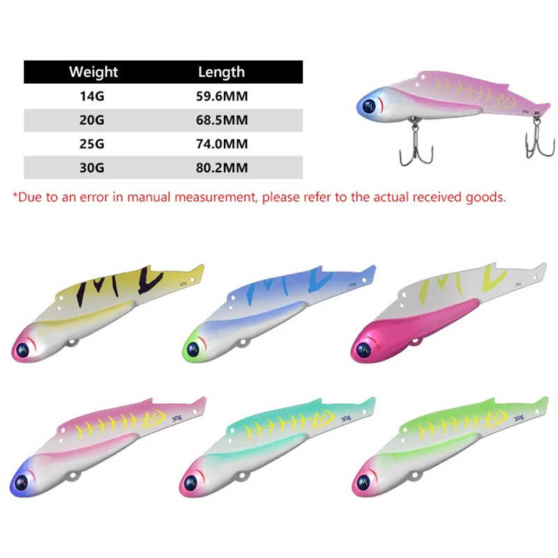 Señuelo de pesca Artificial, cebo que se hunde, cebos vibratorios para pesca subacuática, Wobblers, señuelo de pesca de Metal VIB Blade, aparejos de pesca XA66A - imagen 4