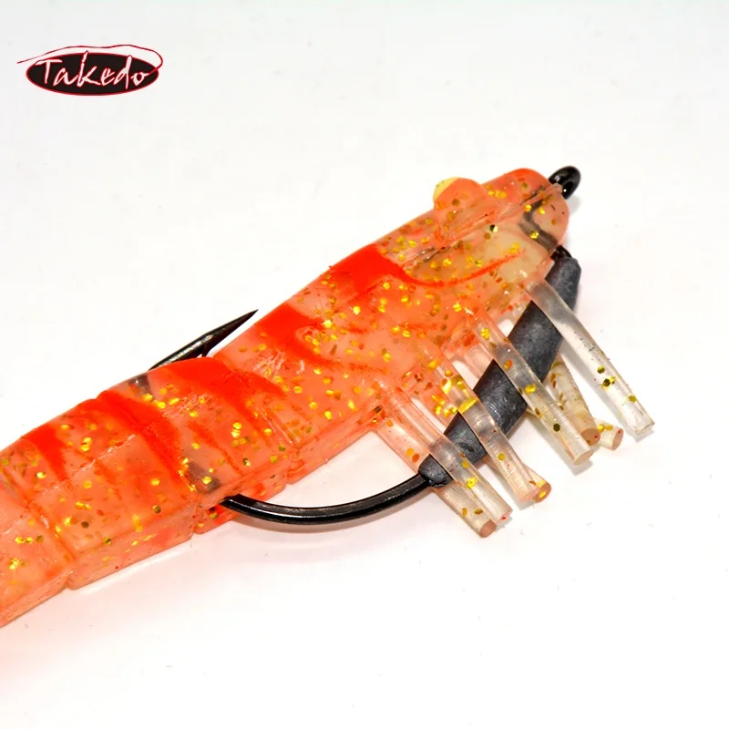TAKEDO-señuelo de camarón vivo LV01A de alta calidad, cebo suave de 90mm y 8g, para pesca de camarones, señuelo de lubina de mar - imagen 2