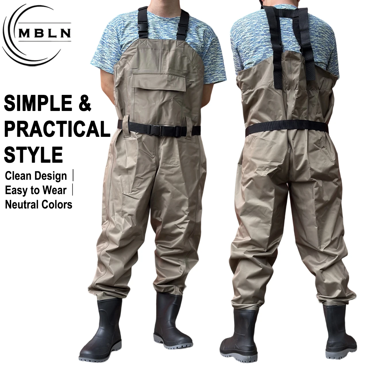 Trampas de pesca impermeables 170T nailon con botas caqui