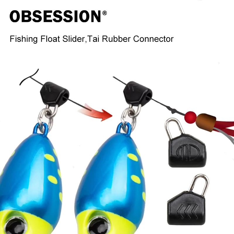 OBSESSION, 15 Uds., flotador Abo de pesca, deslizador, Clip deslizante, peso a presión, accesorios de conector de plástico para línea de pesca trenzada