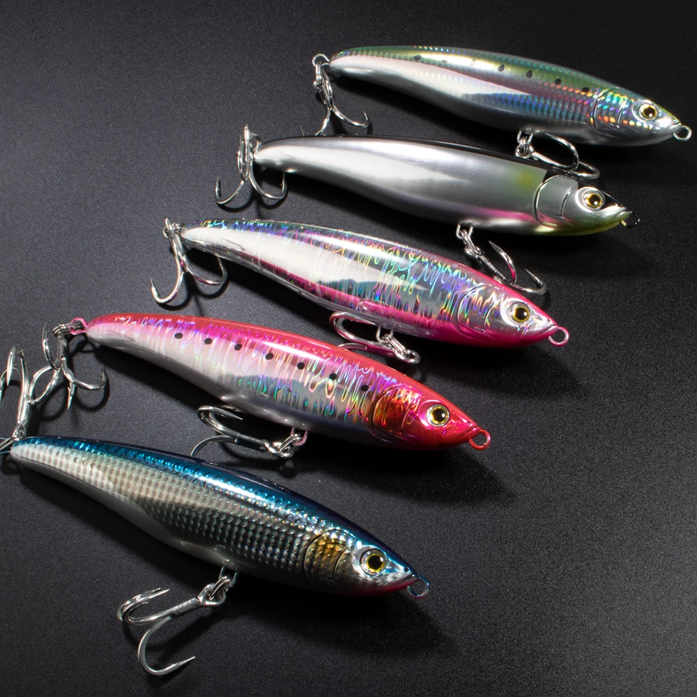 JIGGING PRO 180mm 75g Topwater Floating Pencil Lure Saltwater Fishing Lure Plastic Stick Bait With Treble Hooks - imagen 4