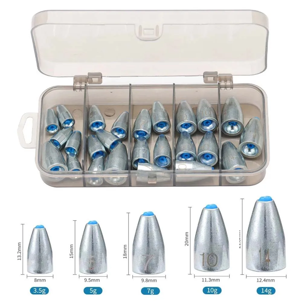 JSFUN 25 uds. Plomo de pesca antideslizante 3,5g/5g/7g/10g/14g, accesorios de pesca para lubina, trucha y más - imagen 2