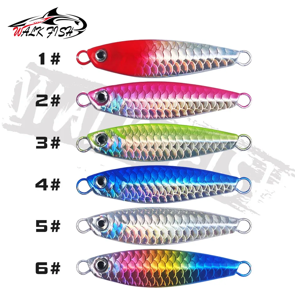 WALK FISH-señuelo de pesca de plantilla de Metal, cebo duro de pesca de lubina, aparejos de pesca de trucha, Jigging, Jigs de agua salada, peso 10-20g, 1 unidad - imagen 5