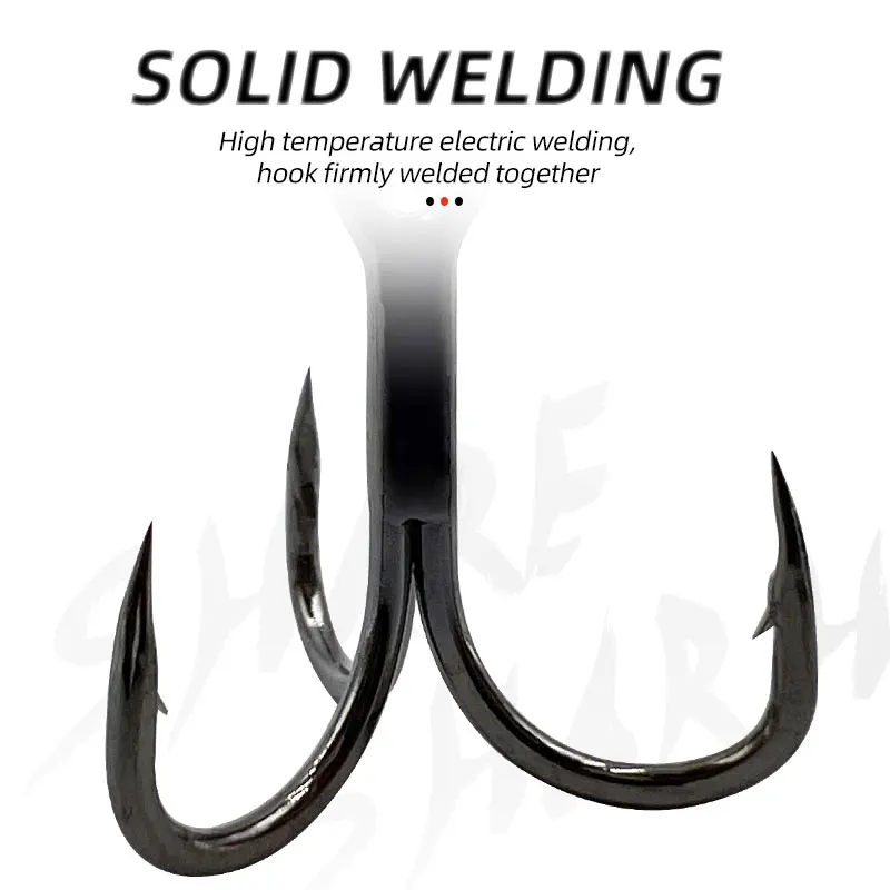 10 Uds 3X fuerte pesca en el mar Triple reforzado gancho para tanque de sangre afilado acero alto en carbono anzuelo triple para agua salada tres ganchos de garra - imagen 4