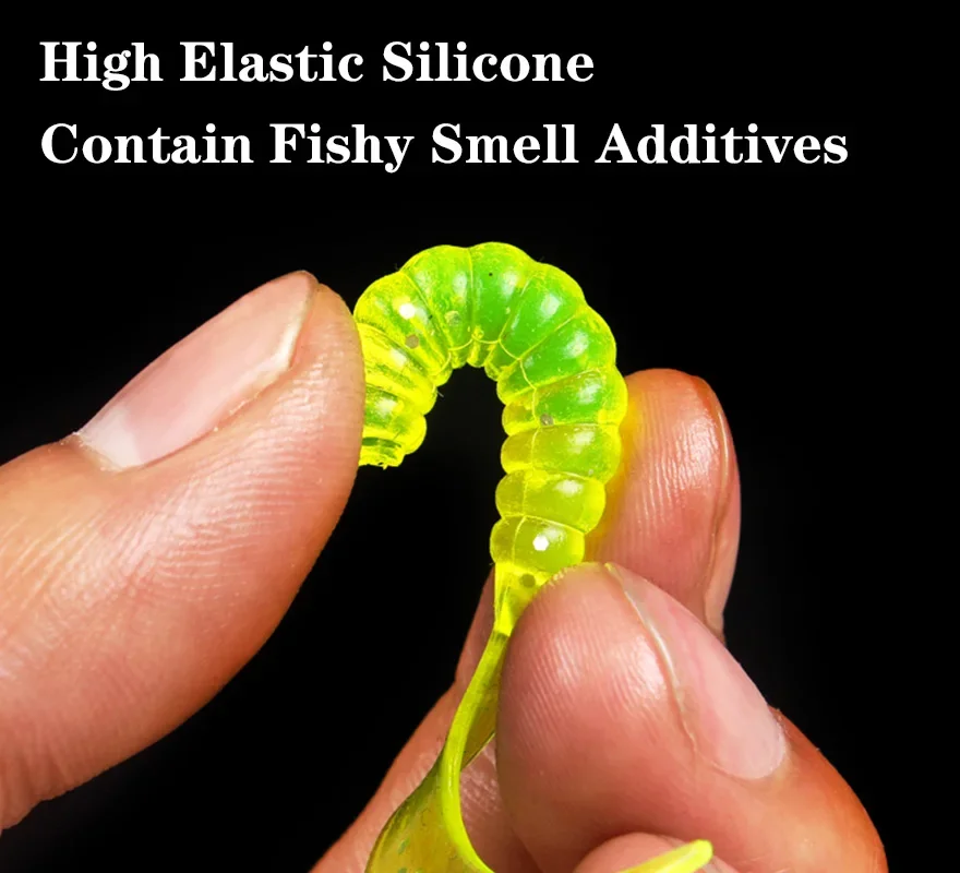 Señuelo de pesca de silicona suave, 10 Uds., 4,8 cm, 1,2g, gusano, Jigging, Wobblers, camarones, olor a pescado, aditivo, aparejos, lubina, carpa, cebos artificiales - imagen 5