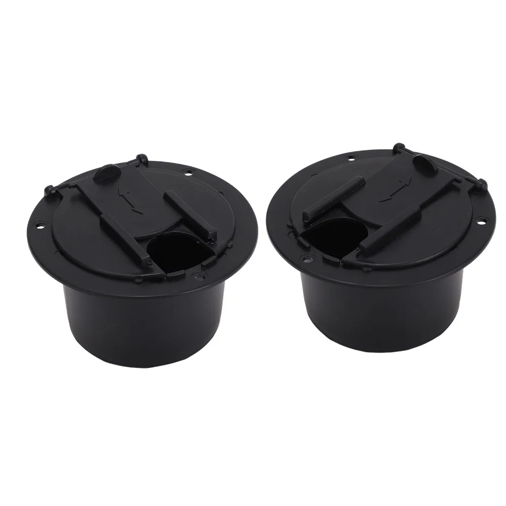 Juego de 2 cables de 50 amperios, escotillas para cables eléctricos RV con tornillos, cubierta para escotillas de cables redondas, escotillas para cables eléctricos negras, remolque
