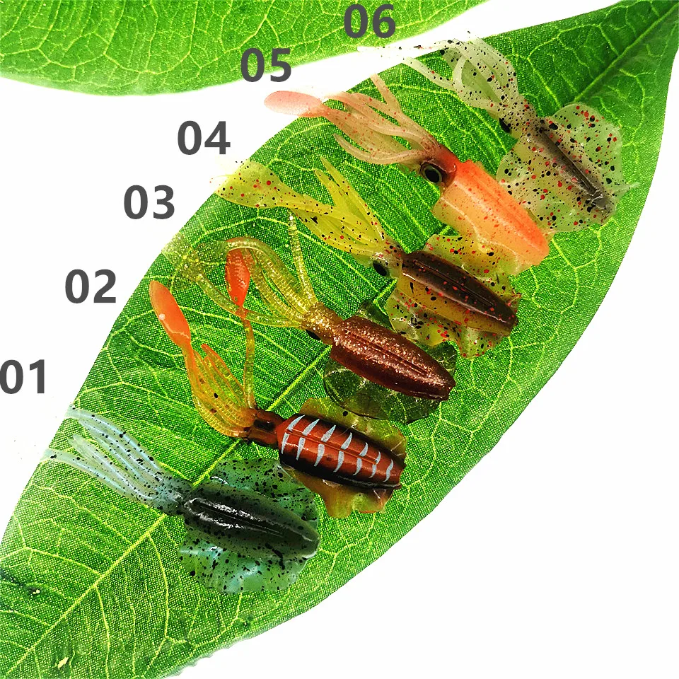 SWOLFY-señuelo de pesca suave, señuelo luminoso/UV de calamar, anzuelos de pesca de pulpo, cebo de silicona, Wobbler, 2g, 6,5 cm - imagen 5