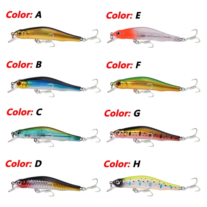 1 pcs lento hundimiento minnow wobbler, señuelo de pesca, 9cm, 9g, plástico artificial cebo duro para la lubina, el lucio, crankbaits enganchado, Equipo de pesca - imagen 5