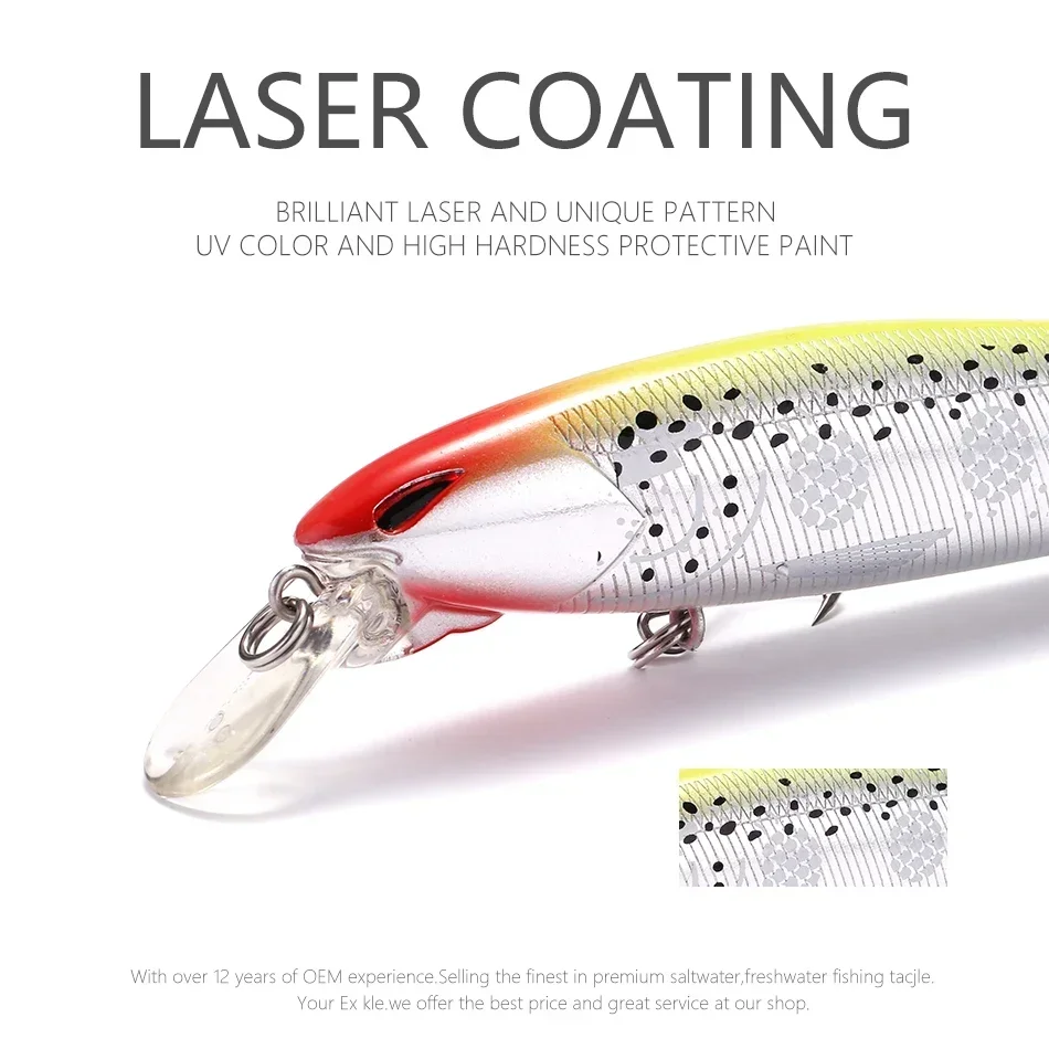 MOOKZZ-señuelo de suspensión de pececillos de mar, anzuelo duro oscilante, ojos 3D, 110MM, 19G, Crankbait - imagen 2