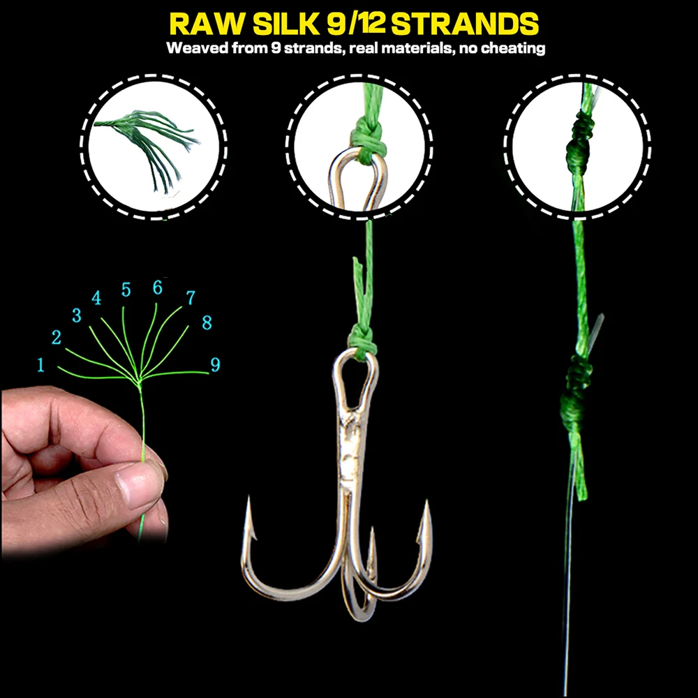 Sedal de alimentación de cebo, sedal de pesca de PE trenzado de 20-100LB X9 300M, multifilamento suave de 0,14 MM-0,55 MM, fuerza de tracción resistente y fuerte - imagen 5