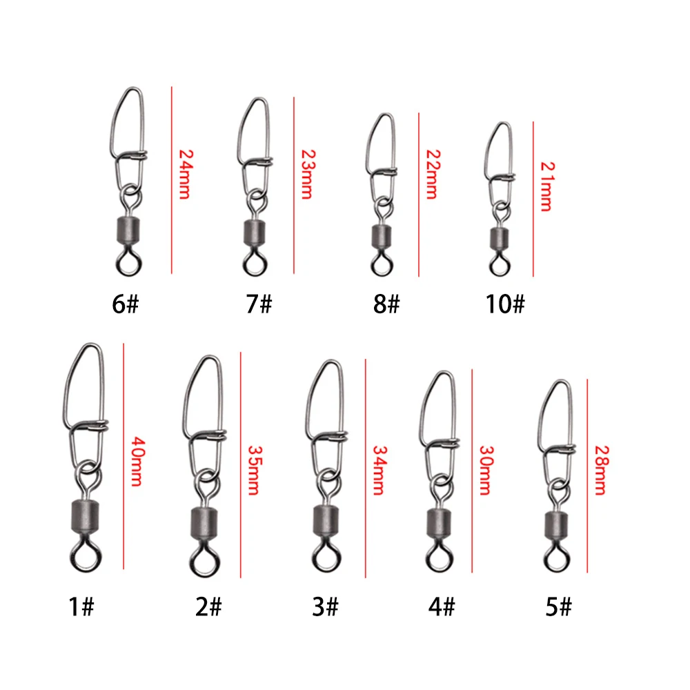 Conector a presión de Pesca de acero inoxidable, 1000 Uds., giratorio de cobre, Clip de doble hebilla, aparejos de Pesca, conector de anzuelos, Pesca - imagen 5