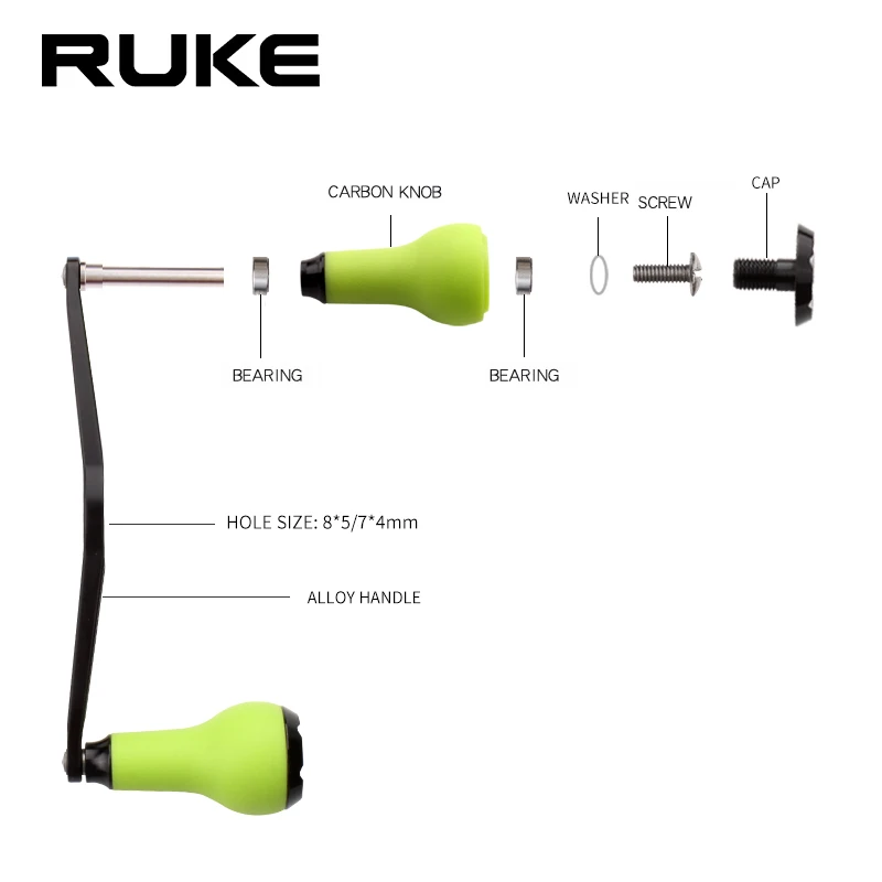 Ruke-mango de carrete de pesca, mango de aluminio de 120mm, perilla de Material TPE para carrete de Baitcasting, tamaño de agujero de 8x5/7x4mm, diaccesorio, 1 unidad - imagen 5
