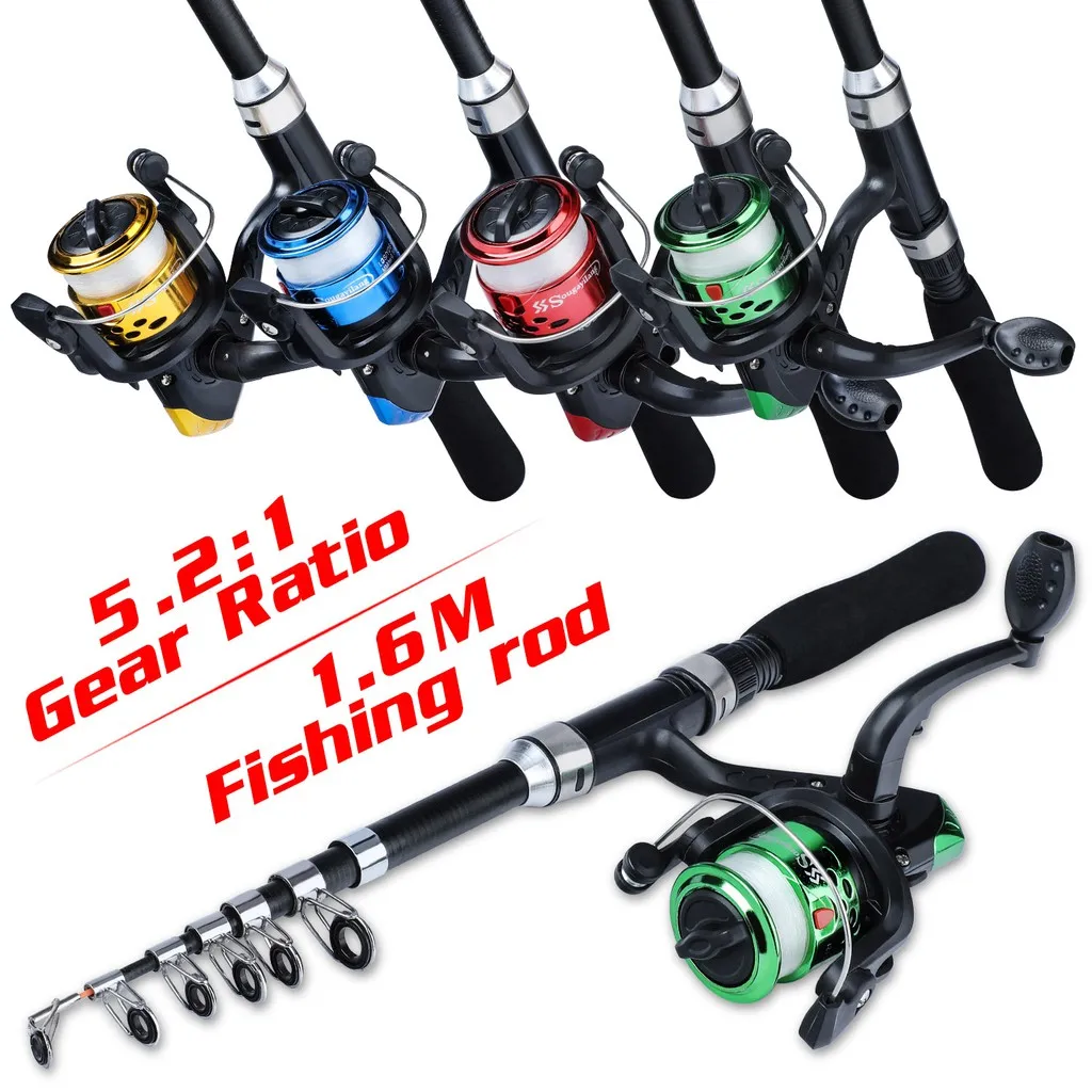 Sougayilang-Combo de Pesca giratorio de 1,6 m, 7 Secciones, caña giratoria y 3BB 5,2: 1, carrete de Pesca giratorio de alta velocidad, Kit de Pesca - imagen 2