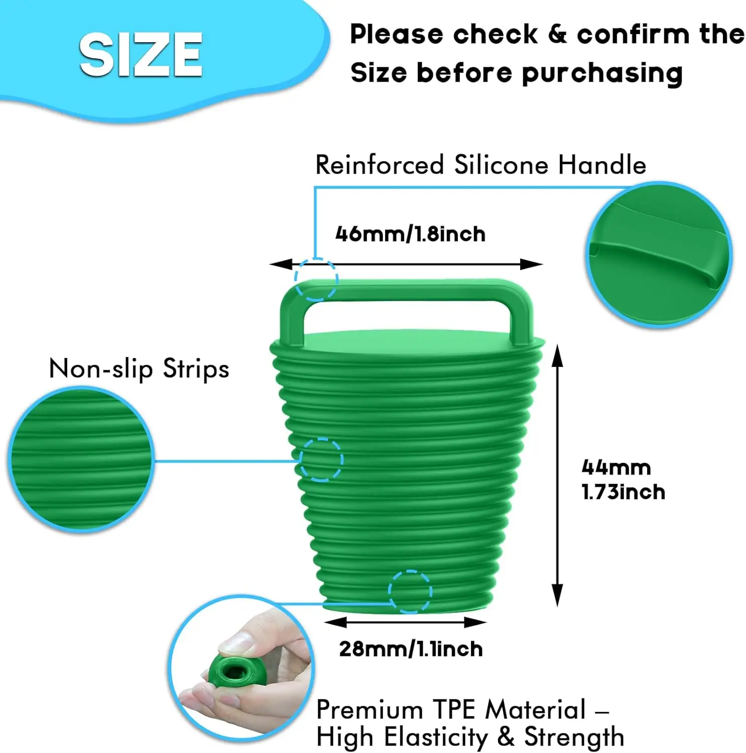 Kit de tapones de imbornal para Kayak, 8 Uds., con mangos de silicona, 2 tamaños, tapones de imbornal, agujeros de drenaje, tapón antideslizante, fácil instalación - imagen 2
