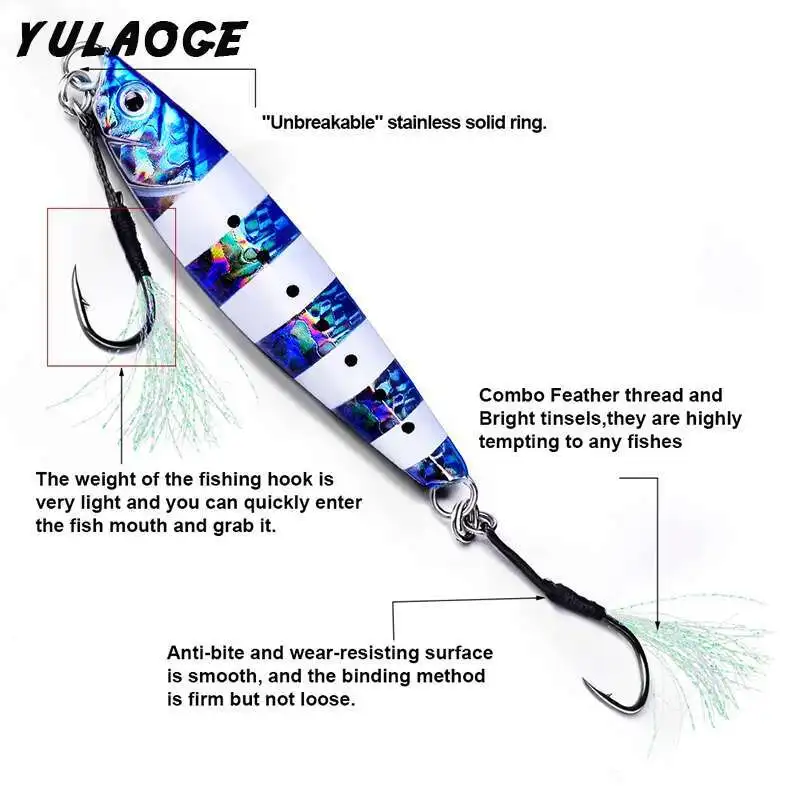 10 unids/bolsa anzuelos de plumas de pesca de mar anzuelo de Jigging anzuelos de ayuda de cola de plantilla de Metal anzuelos de pesca señuelo pesca de lubina 11-19 # HOOKS - imagen 5