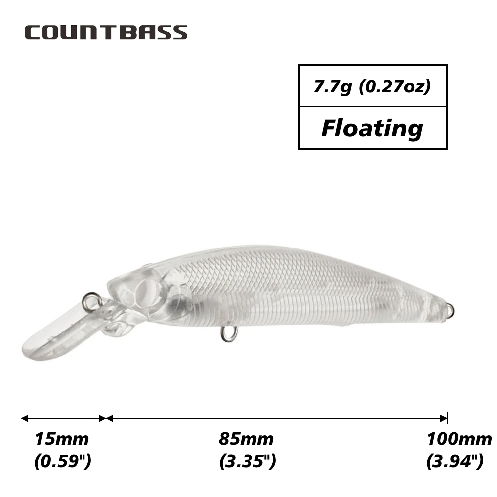 Countbass Cuerpos de señuelo duro 85mm – Flotantes sin pintar - imagen 2