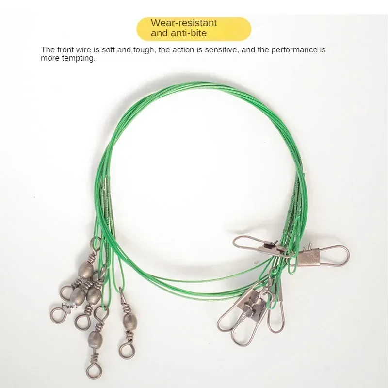 20/50/100/200 Uds sedal de pesca de acero antimordida hebilla giratoria alambre de acero plomo fuerte tensión pesca alambre accesorios de pesca - imagen 5