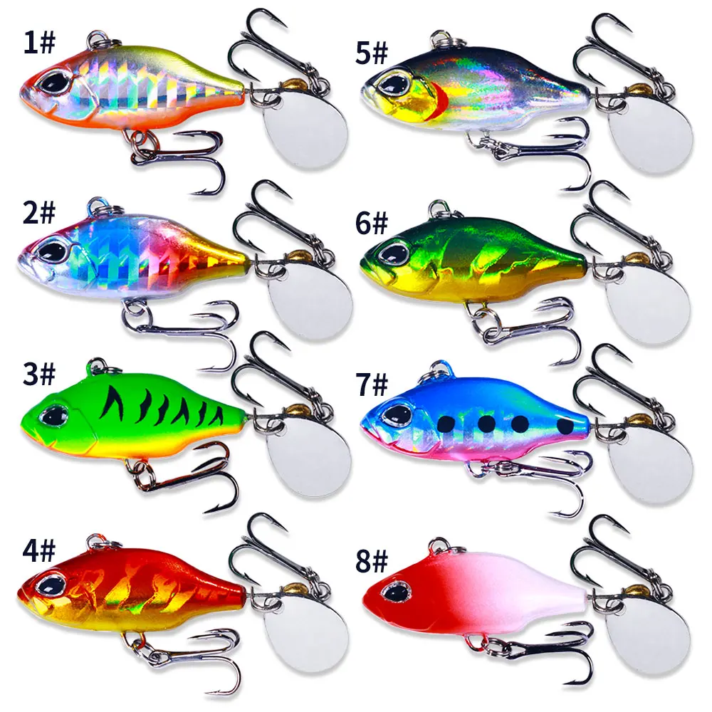 Señuelos de Pesca oscilantes giratorios de Metal Vib cebo vibratorio Pesca de invierno 5,2 cm 8,5g cebos duros artificiales Spinner cuchara señuelo Pesca - imagen 3