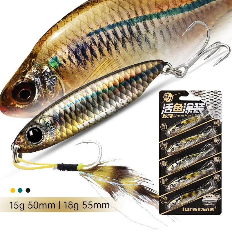Lurefans LamDou 5 unids/pack capa de natación completa VIB señuelo que se hunde 7-18g plantilla de Metal señuelos señuelo de agua salada tiro largo para Lucio - imagen 4