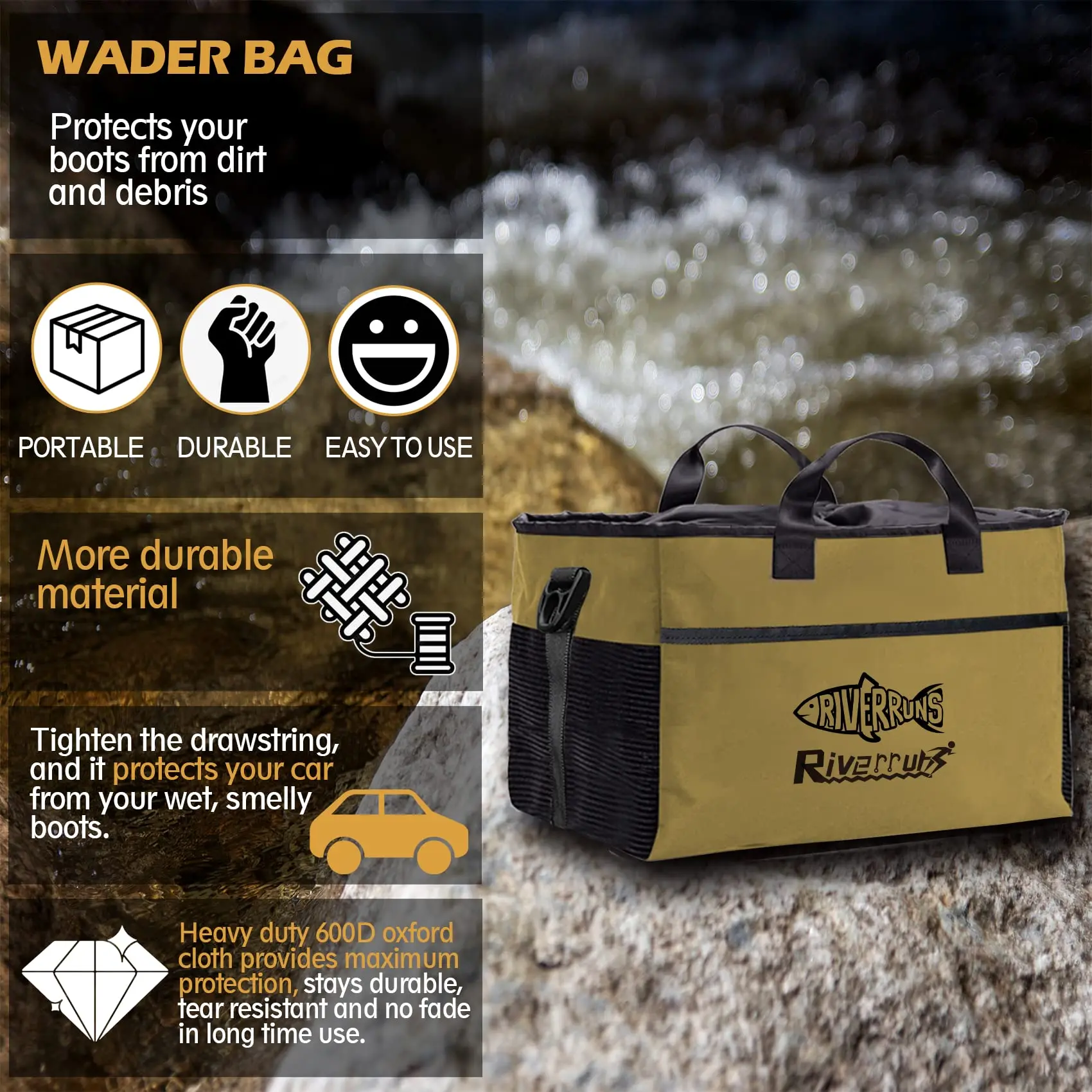 Bolsa de pesca y caza con malla ventilada, botas de caña, mochila de pesca con mosca para pesca, senderismo y Camping, novedad - imagen 2