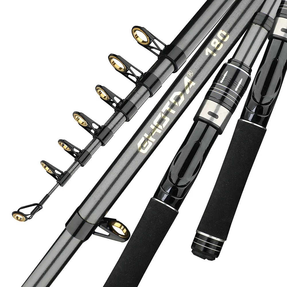 Mini caña de mar portátil de 33cm de longitud cerrada, caña giratoria de fibra de carbono, caña de pescar de viaje, caña de roca - imagen 3
