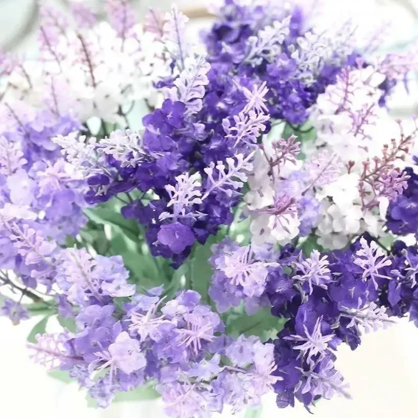 Ramo flores artificiales de lavanda y hojas falsas - imagen 2