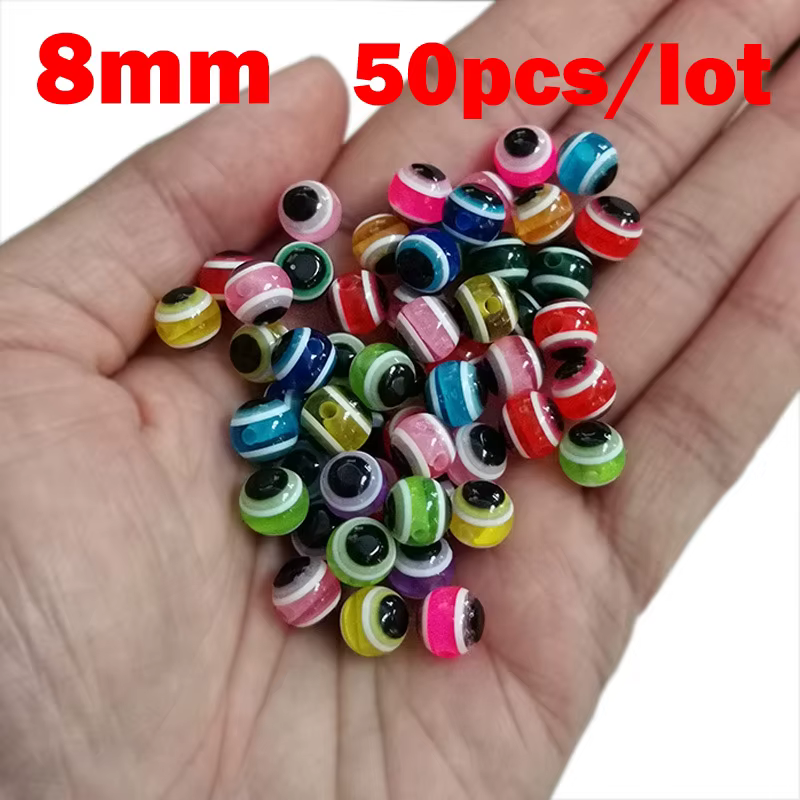 50 unids/lote de cuentas de pesca de ojo de pez, 6mm, 8mm, colores mezclados, luminosas, aparejos de Carolina, taxis, aparejos de pesca, Kit DIY, aparejos de pesca de lubina - imagen 5