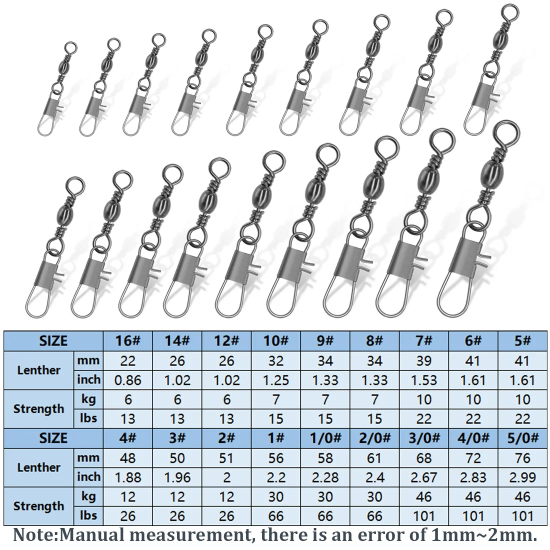 9KM 50 Uds barril giratorio con enclavamiento Snap pesca con curricán señuelo conector agua dulce aparejos de pesca de agua salada - imagen 2