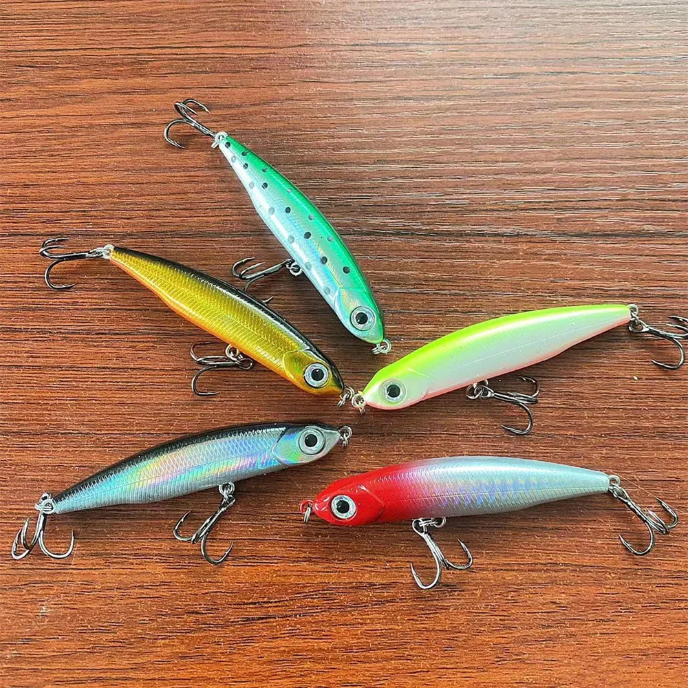 1 Uds. Señuelo de Pesca con lápiz que se hunde Wobblers 5cm 3,5g Mini plantilla de cebo duro de Metal Artificial ojos 3D Pesca aparejos de Pesca de trucha - imagen 5