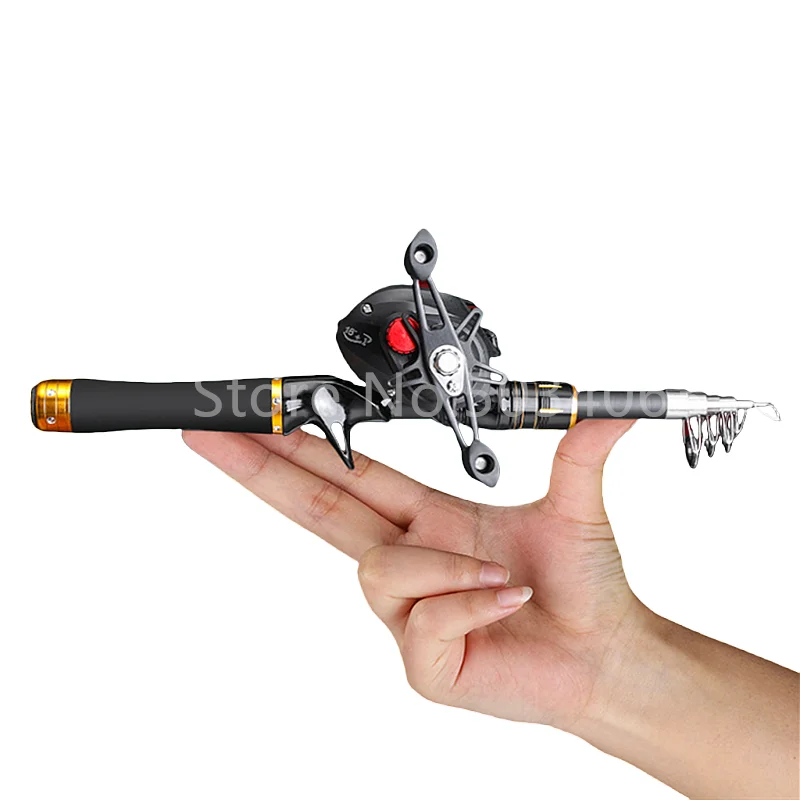 Caña retráctil portátil, mango de pesca volteado de carbono, mango recto, Base de dos ruedas, transporte aplicable con área multiagua - imagen 5