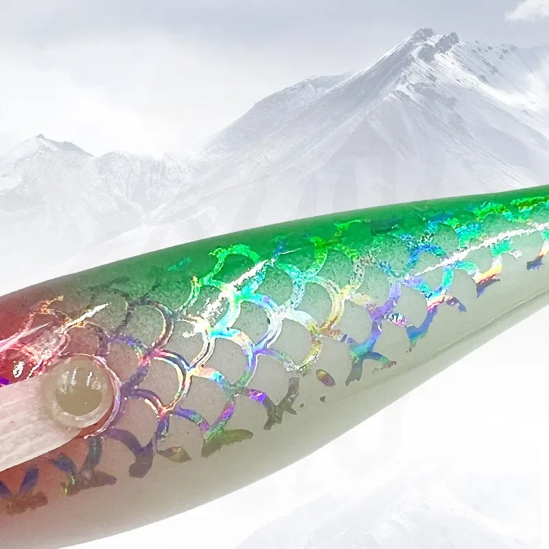 Señuelo de pesca con plantilla de calamar, 1 Uds., 8cm/5,6g, camarones, gambas, luminoso, que brilla en la oscuridad, Spinner Artificial, aparejos para sepia, pulpo - imagen 5