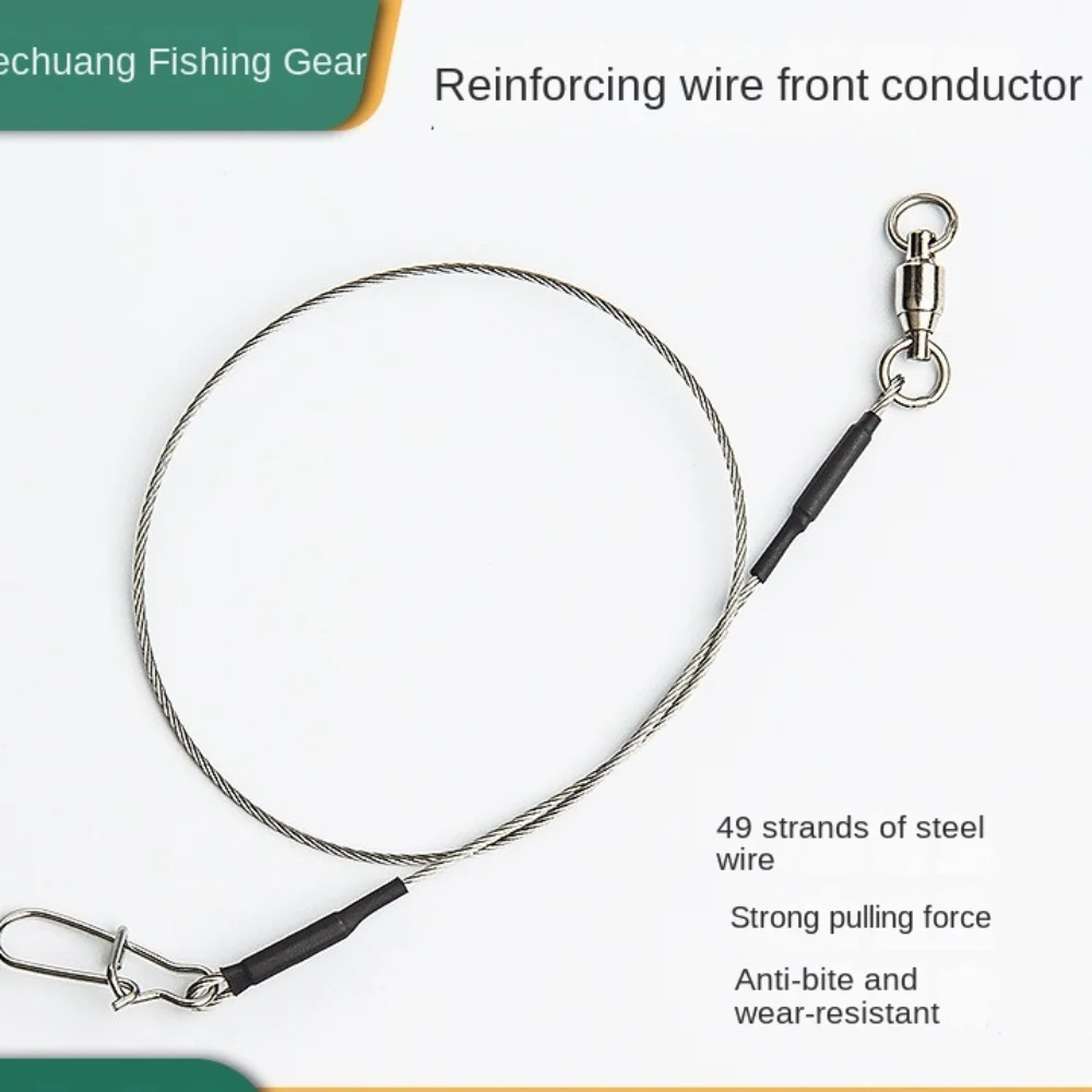 Línea de plomo de pesca de 49 hebras, hilo antimordida, giratorios, hilo antimordida, cuerda, anzuelo de pescado, núcleo de acero, broche de seguridad - imagen 3