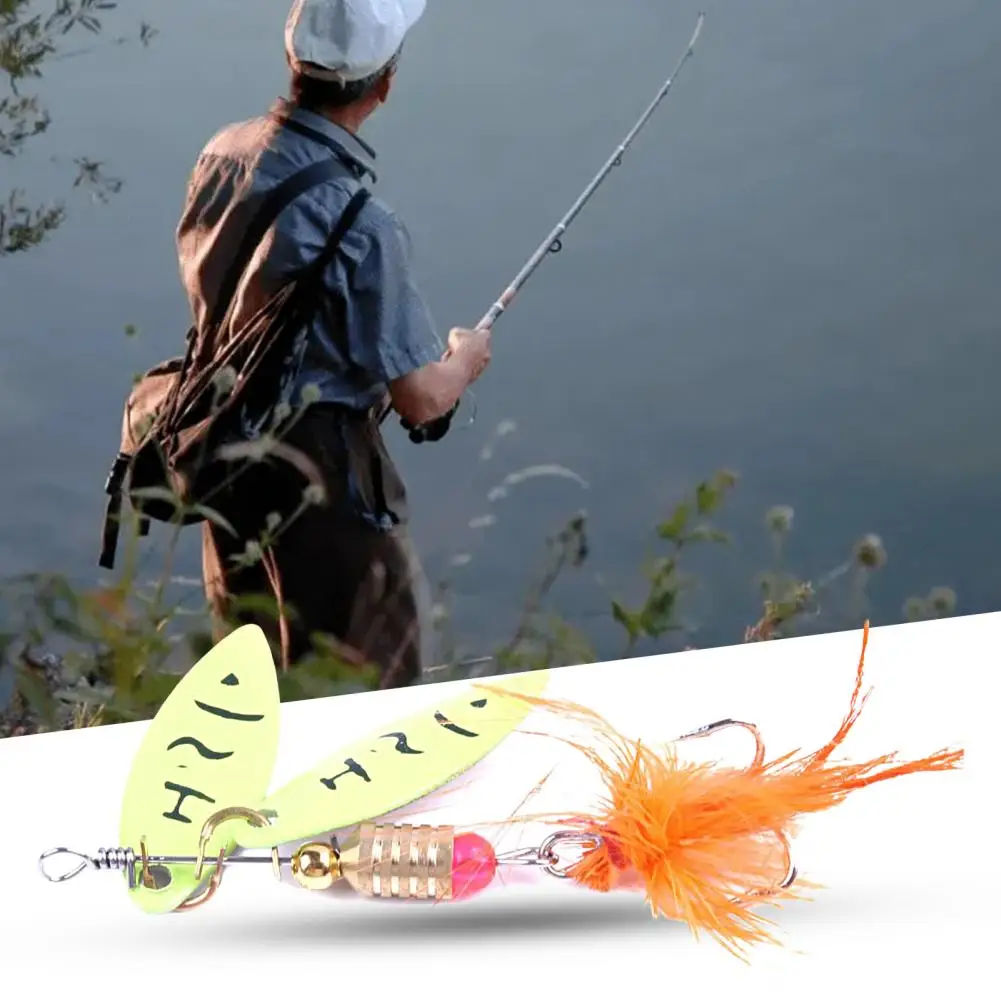 Cebo de lentejuelas de 4,5G, anzuelo afilado con pluma, simulación de hoja de Pesca, Señuelos de lentejuelas giratorias artificiales, señuelos de cuchara - imagen 3