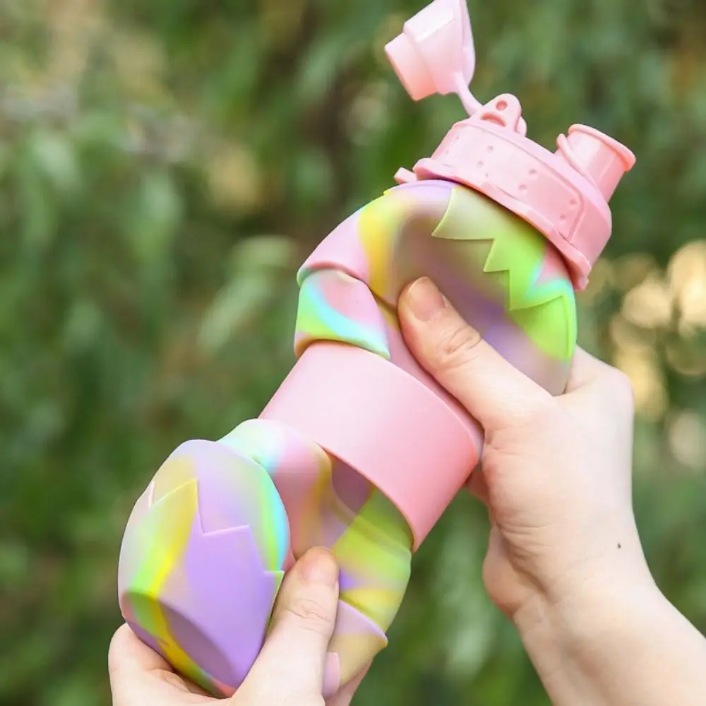 Con mosquetón, tazas plegables de silicona, botella de agua deportiva de silicona de gran capacidad, botella de agua portátil anticaída - imagen 4