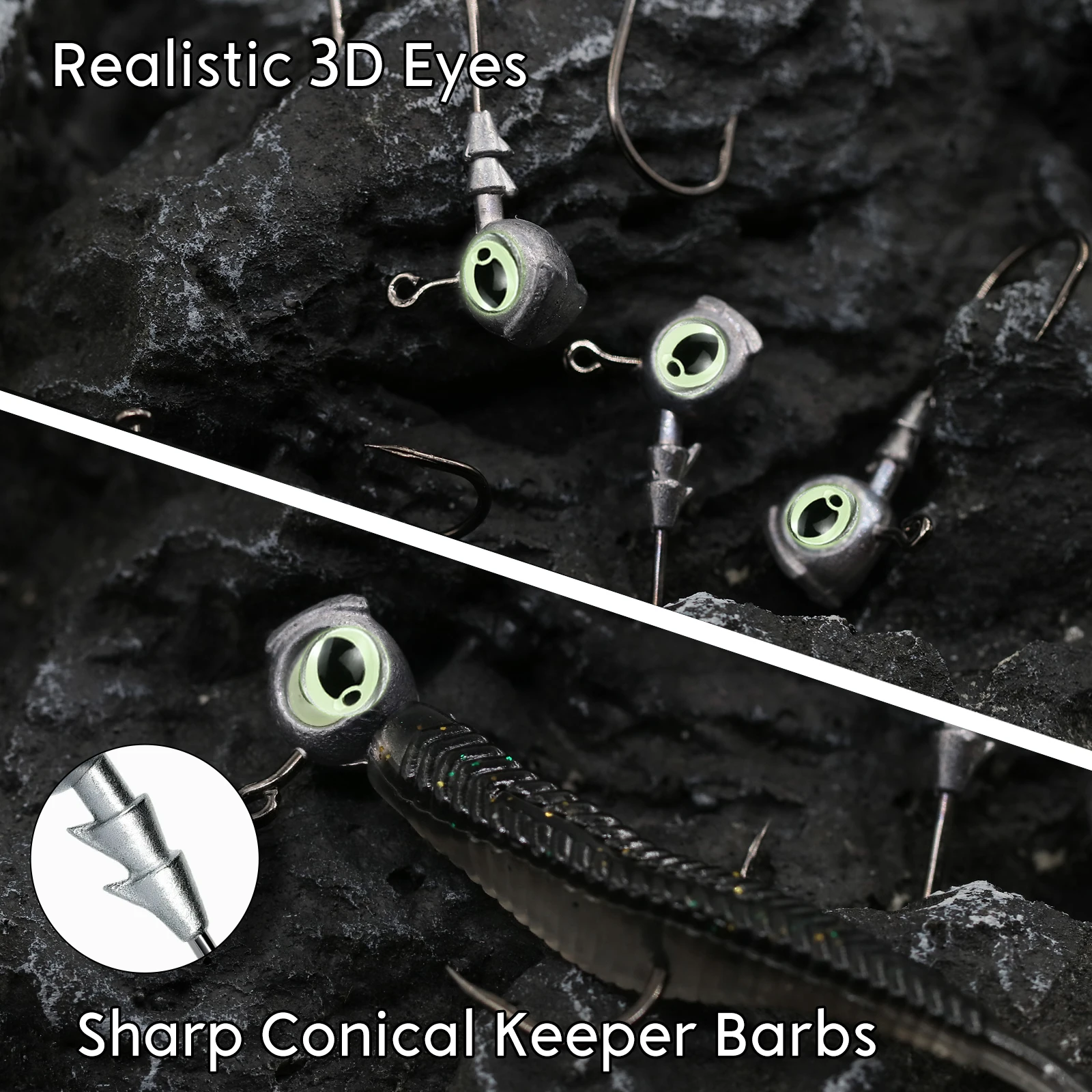 FishTrip Swimbait Jig Heads ponderados con ojo 3D para trucha - imagen 5
