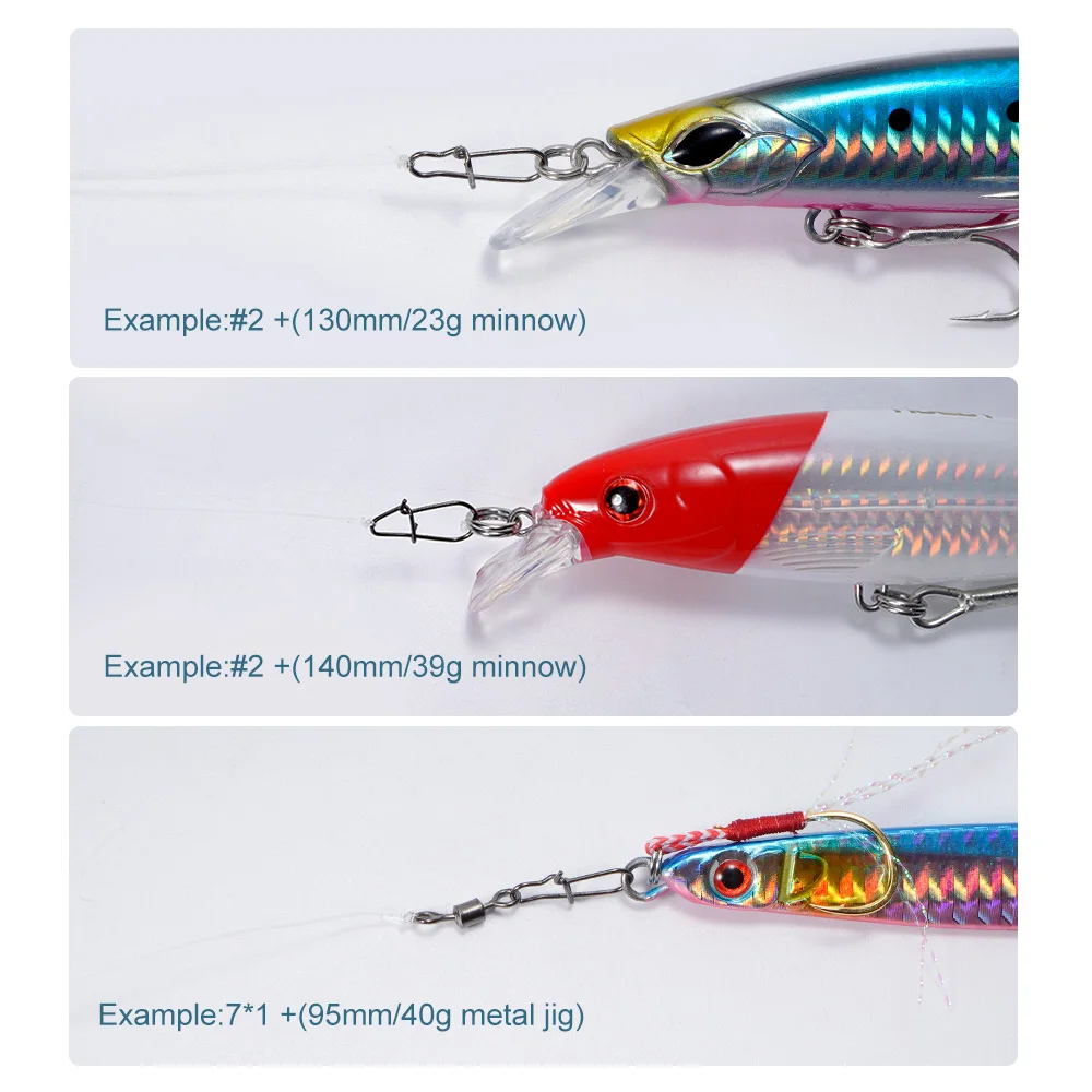 NOEBY-Cierre de anzuelo de acero inoxidable con alto contenido de carbono, anillos giratorios sólidos, broches de seguridad, Conector de anzuelos de pesca, herramienta de aparejos de pesca - imagen 2