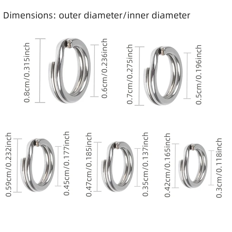 Conector de anzuelo de pescado giratorio de doble círculo de acero inoxidable 200, 304 piezas - imagen 4