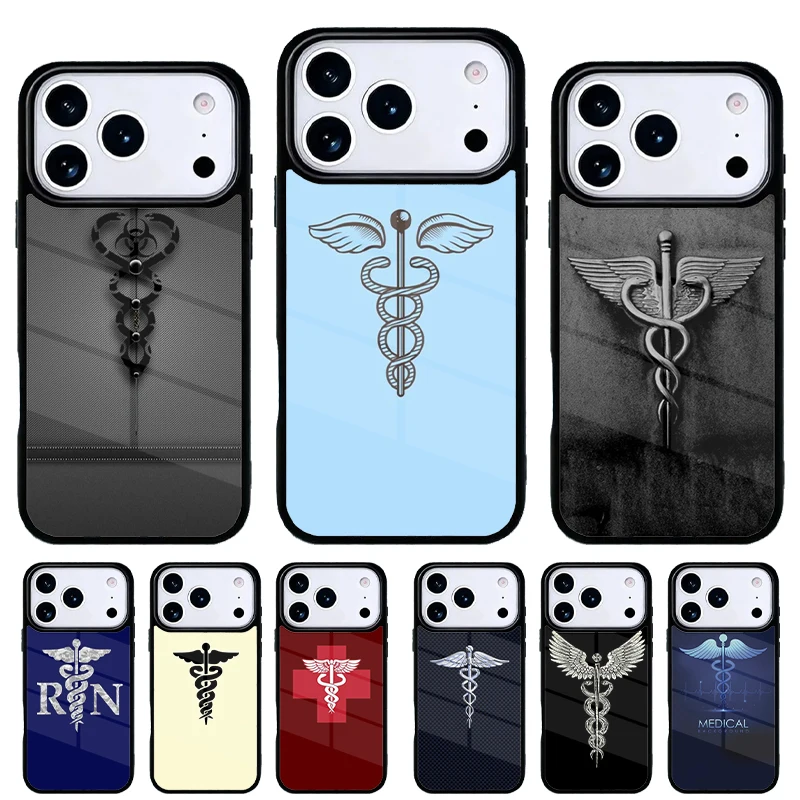 Funda iPhone Pro Max caduceo serpientes médicas resistente