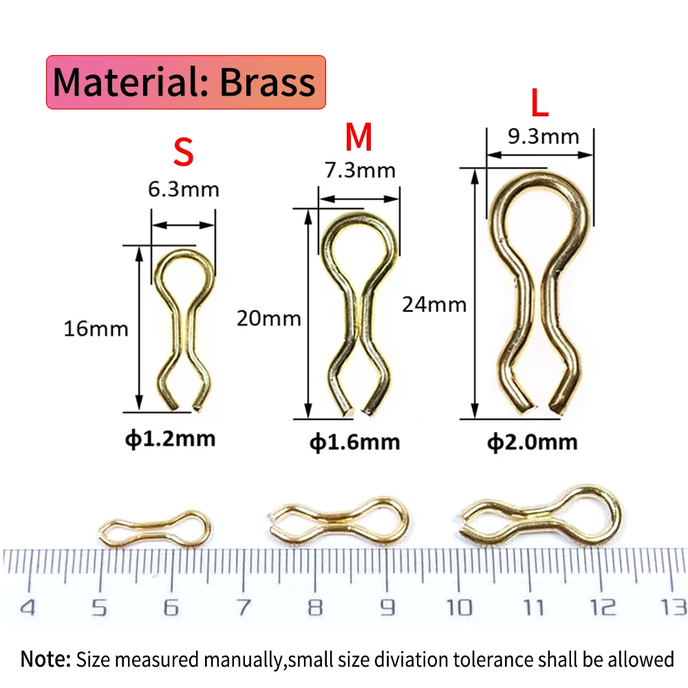 LIONRIVER 50/100 Uds. De ojales de plomo de acero inoxidable/latón para pesca, bucles de molde DO-IT para plantillas de Metal, moldes de peso de señuelo duro S M L - imagen 5
