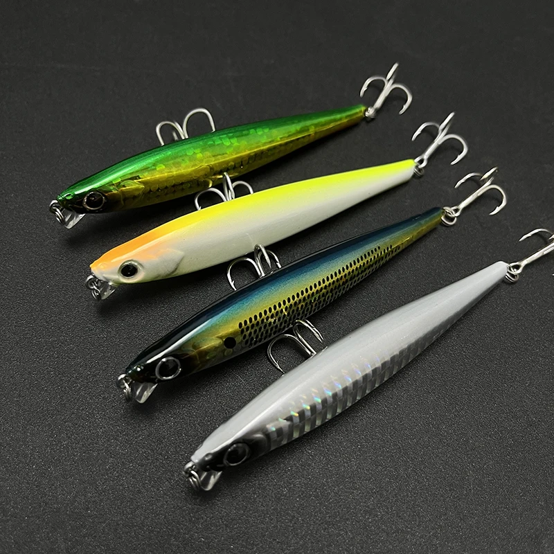 Señuelos de pesca de pececillo que se hunden, cebo duro Artificial láser de 105mm y 30g, Lucio de agua salada de fundición larga para equipo de Swimbait Wobbler - imagen 3