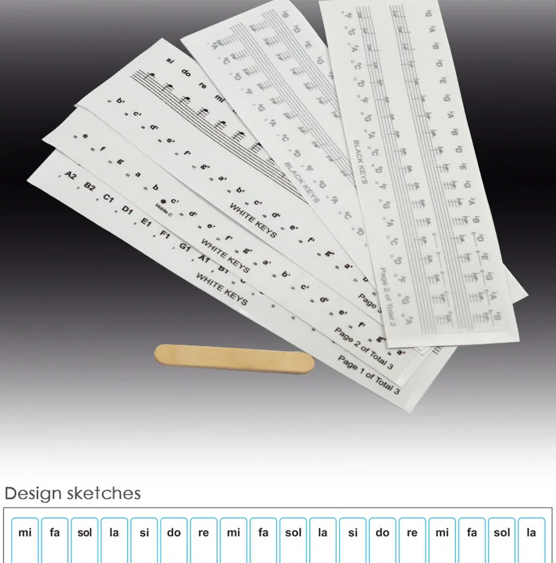 Pegatinas de Piano de 32/37/54/61/88 teclas, transparente, PVC, teclado de Piano, Stave, teclado electrónico, nombre, nota, pegatina, accesorios - imagen 3