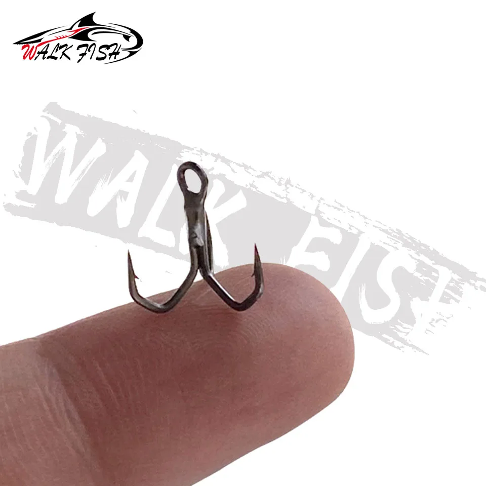 WALK FISH 10 Uds. Gancho triple de Color negro ganchos de alta resistencia 10 #   12 #   14 #   16 #   Anzuelo de pesca de agua salada de acero rico en carbono - imagen 5